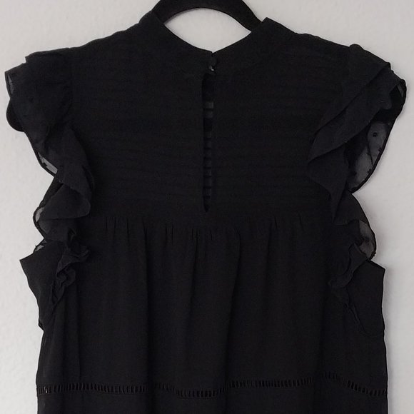Who What Wear Black Ruffle Cap Sleeve Babydoll Dress - Picture 8 of 10